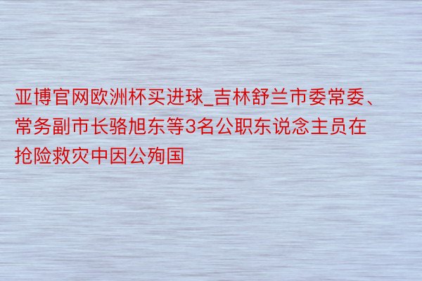 亚博官网欧洲杯买进球_吉林舒兰市委常委、常务副市长骆旭东等3名公职东说念主员在抢险救灾中因公殉国