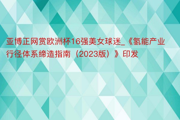 亚博正网赏欧洲杯16强美女球迷_《氢能产业行径体系缔造指南（2023版）》印发