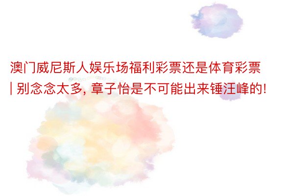 澳门威尼斯人娱乐场福利彩票还是体育彩票 | 别念念太多, 章子怡是不可能出来锤汪峰的!