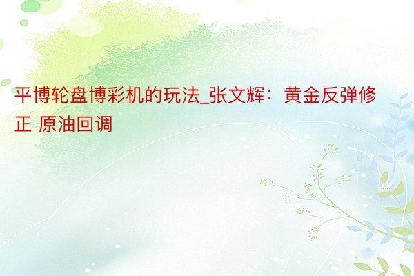 平博轮盘博彩机的玩法_张文辉：黄金反弹修正 原油回调